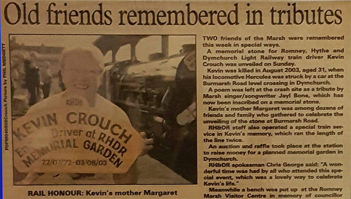 Kevin Crouch Memorial Train - News Article